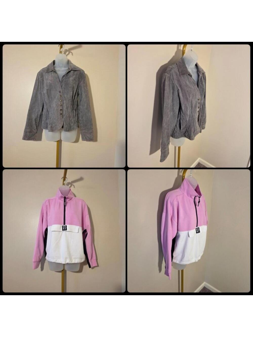 DKNY Sport Barbeicore Half Zip Pullover + AMI Suede Jacket - Sz L